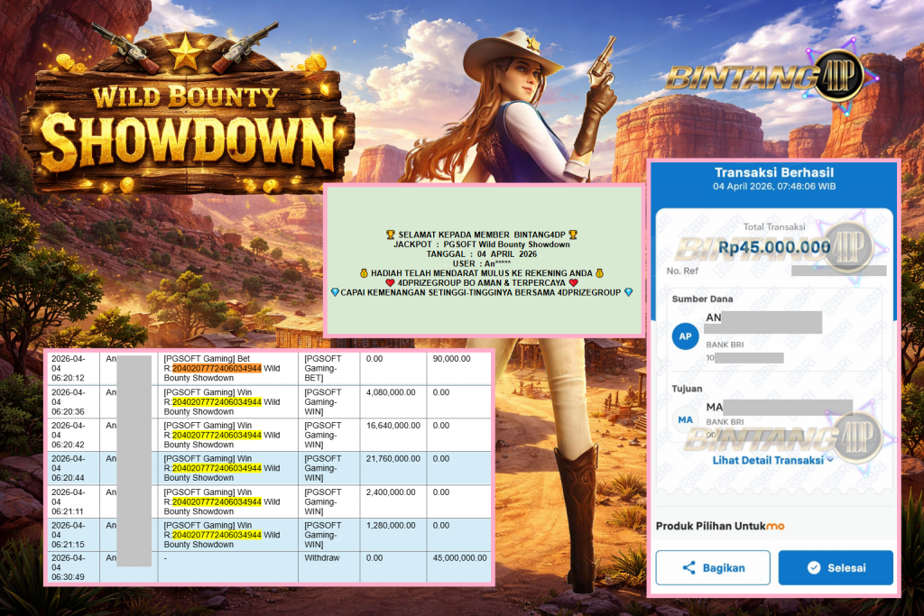 BINTANG4DP JACKPOT PGSOFT “Wild Bounty Showdown”‎‎‏‏ ‎‎‏‏‎‎‏‏Rp45.000.000,- LUNAS