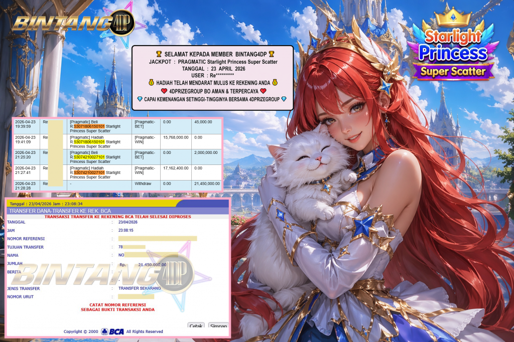 BINTANG4DP JACKPOT PRAGMATIC “Starlight Princess Super Scatter”‎‏‏‎‎ Rp21.450.000,- LUNAS