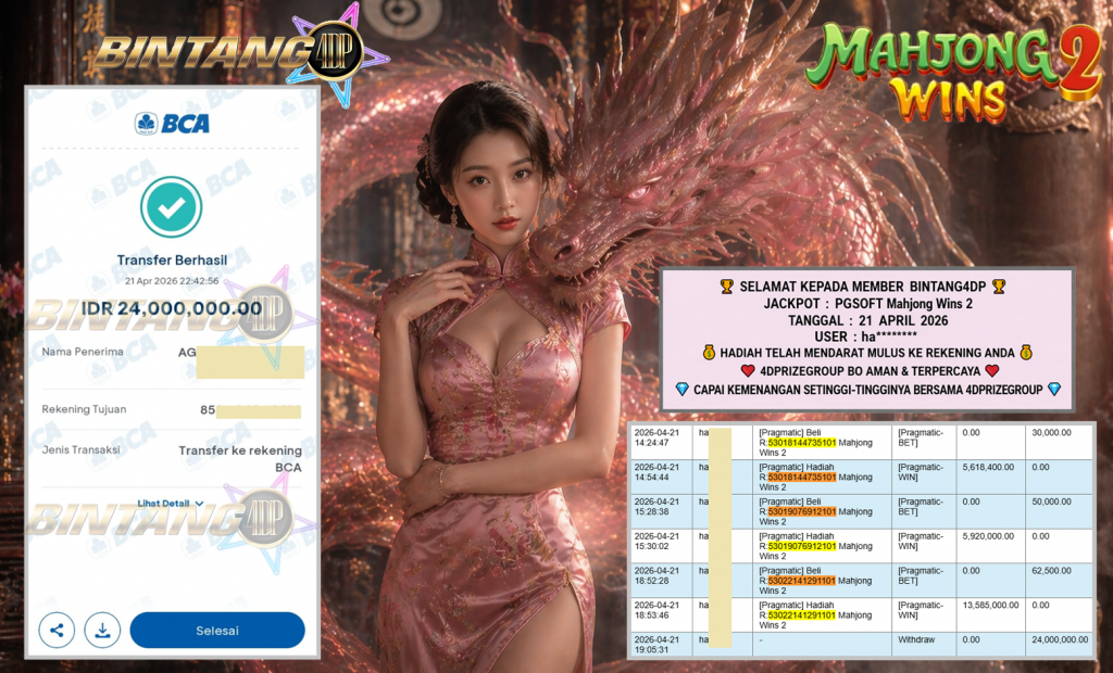 BINTANG4DP JACKPOT PGSOFT “Mahjong Wins 2″‎‎‏‏ ‎‎‏‏‎‎‏‏Rp24.000.000,- LUNAS