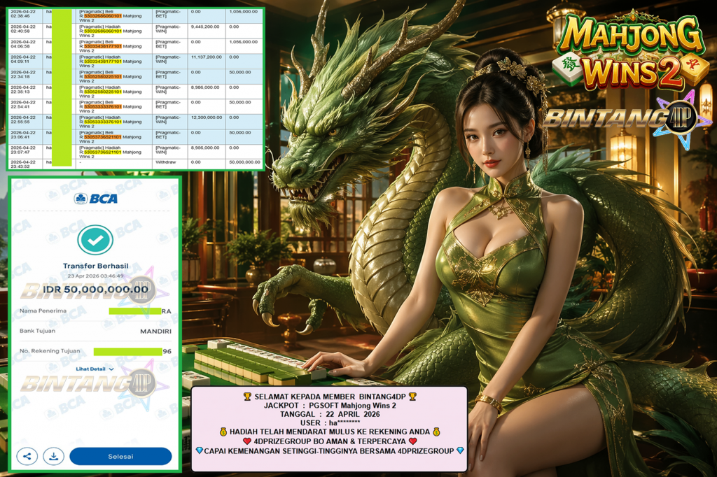 BINTANG4DP JACKPOT PGSOFT “Mahjong Wins 2″‎‎‏‏ ‎‎‏‏‎‎‏‏Rp50.000.000,- LUNAS