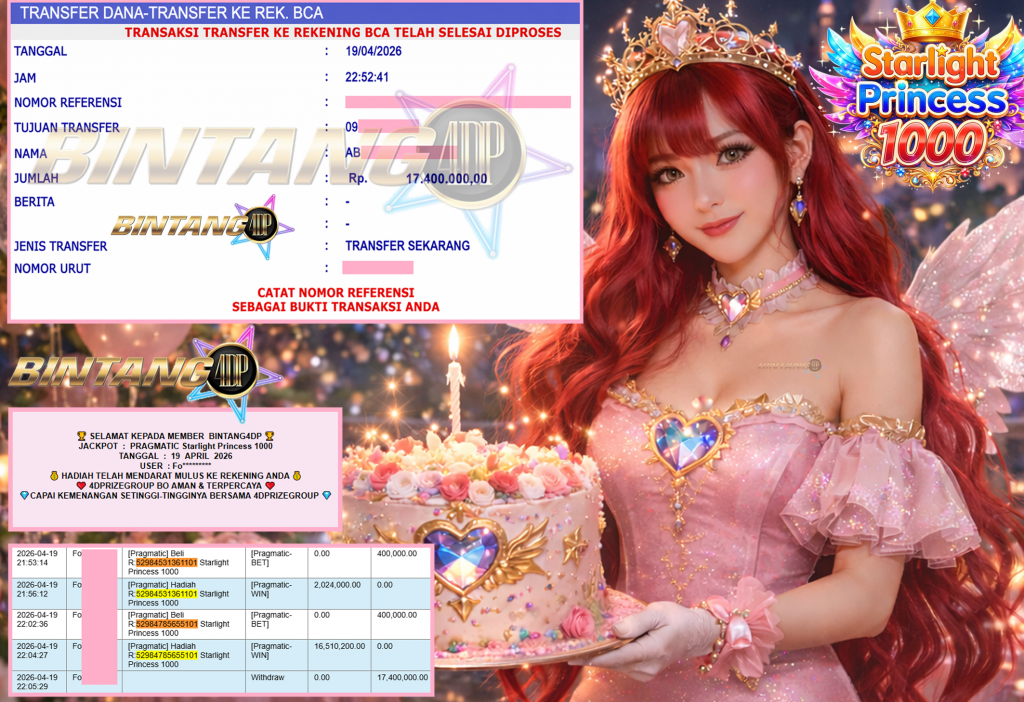 BINTANG4DP JACKPOT PRAGMATIC “Starlight Princess 1000″‎‏‏‎‎ Rp17.400.000,- LUNAS