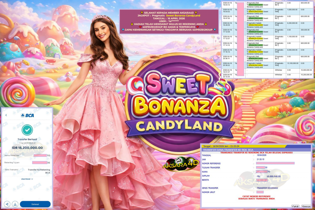 AKSARA4D JACKPOT PRAGMATIC ” Sweet Bonanza CandyLand ” Rp 25.200.000,- LUNAS