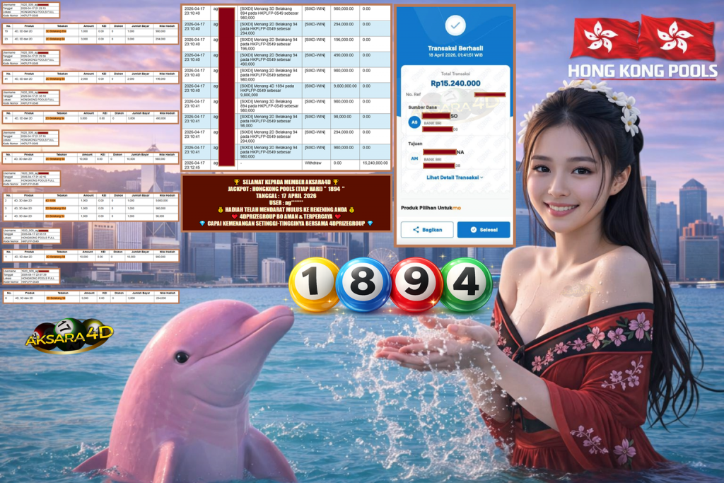 AKSARA4D JACKPOT HONGKONG POOLS (TIAP HARI) ” 1894 ” Rp .15.240.000,- LUNAS