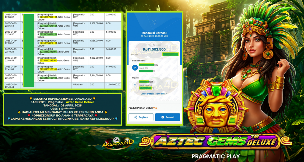 AKSARA4D JACKPOT PRAGMATIC ” Aztec Gems Deluxe ” Rp 11.000.000,- LUNAS
