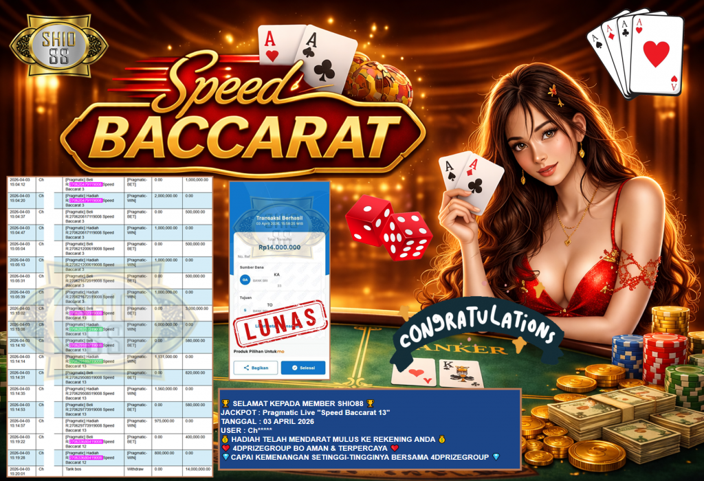 SHIO88 JACKPOT PRAGMATIC LIVE GAME “Speed Baccarat'” ‎‏‏‎Rp14.000.000,- LUNAS