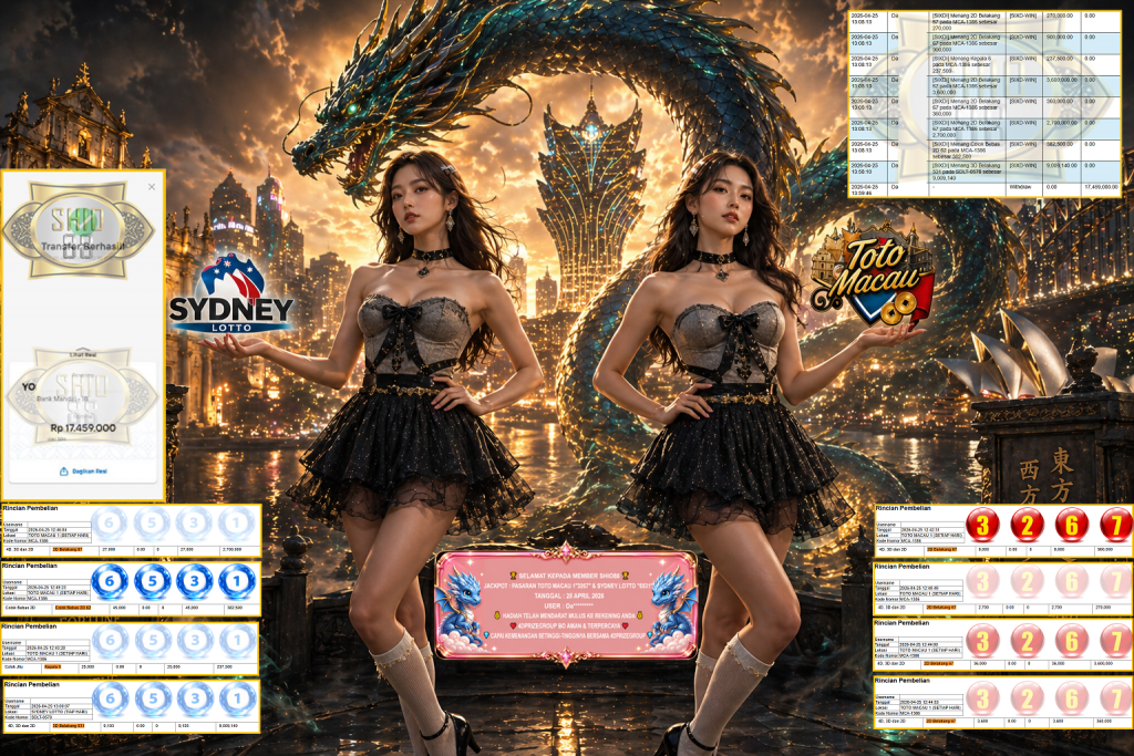 SHIO88 JACKPOT PASARAN TOTO MACAU 1″3267″ & SYDNEY LOTTO ”6531” Rp17.459.000,- LUNAS
