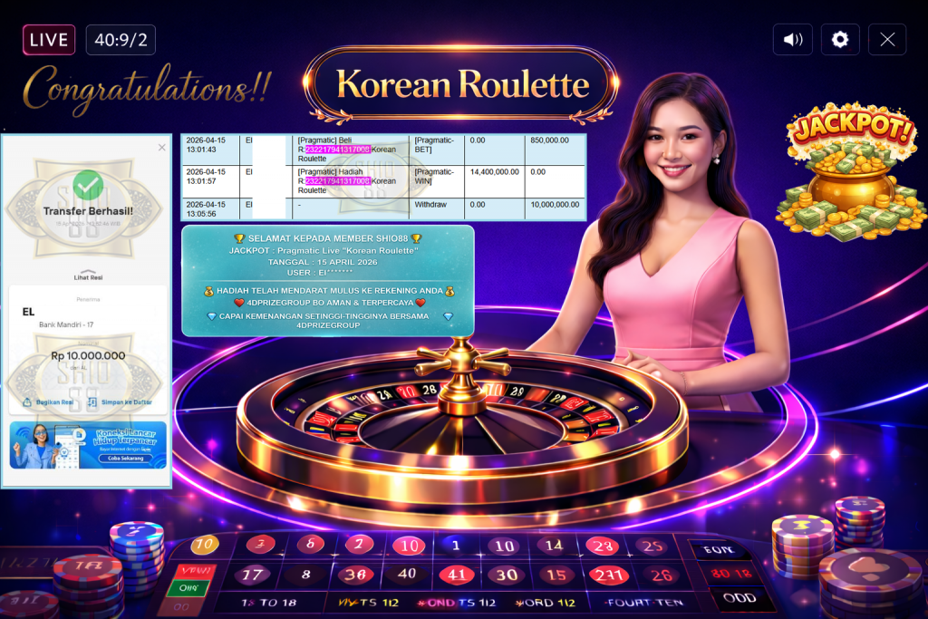 SHIO88 JACKPOT PRAGMATIC LIVE GAME “Korean Roulette” ‎‏‏‎Rp10.000.000,- LUNAS