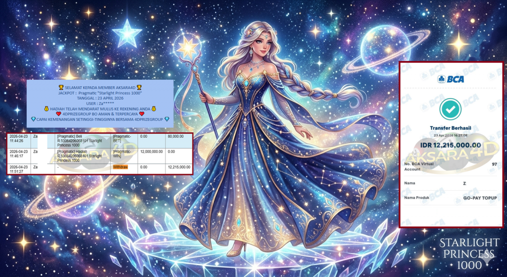 AKSARA4D JACKPOT PRAGMATIC “Starlight Princess 1000″‎‏‏‎‎ Rp12.215.000,- LUNAS