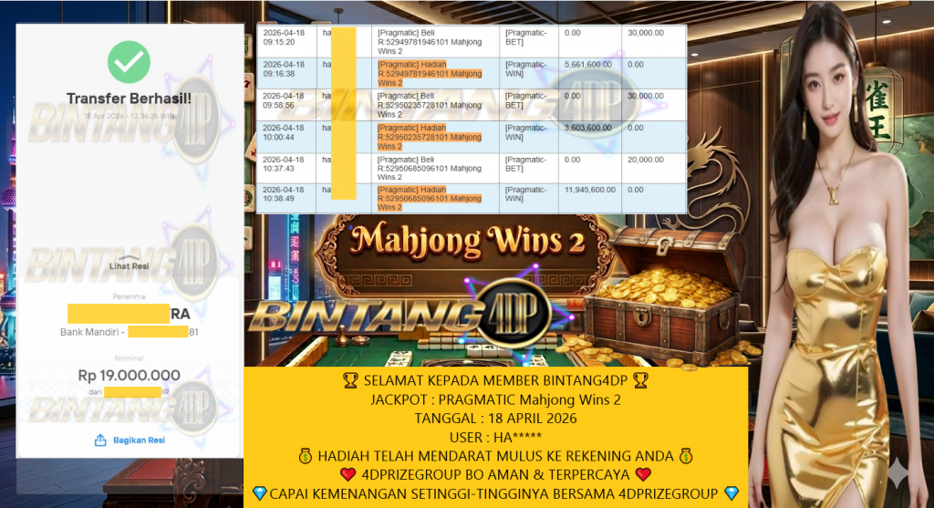 BINTANG4DP JACKPOT PRAGMATIC Mahjong Wins 2 Rp19.000.000,- LUNAS