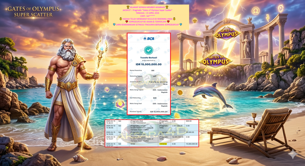 AKSARA4D JACKPOT PRAGMATIC “Gates of Olympus Super Scatter”‎‏‏‎‎ Rp15.000.000,- LUNAS