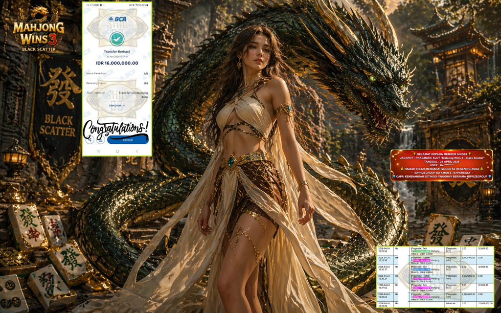 SHIO88 JACKPOT PRAGMATIC SLOT “Mahjong Wins 3 – Black Scatter” Rp16.000.000,- LUNAS