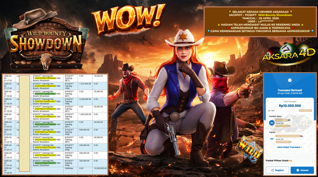 AKSARA4D JACKPOT PGSOFT Gaming ” Wild Bounty Showdown “‎‎‏‏ ‎‎‏‏‎‎‏‏Rp 10.000.000 ,- LUNAS
