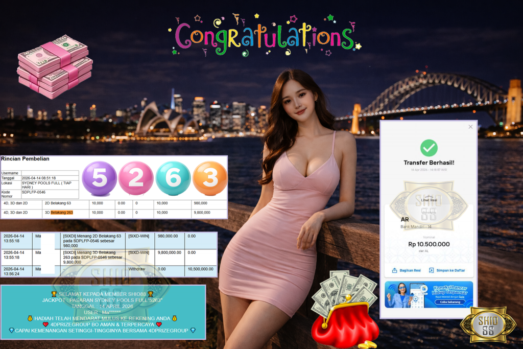 SHIO88 JACKPOT PASARAN SYDNEY POOLS FULL”5263″ Rp10.500.000,- LUNAS