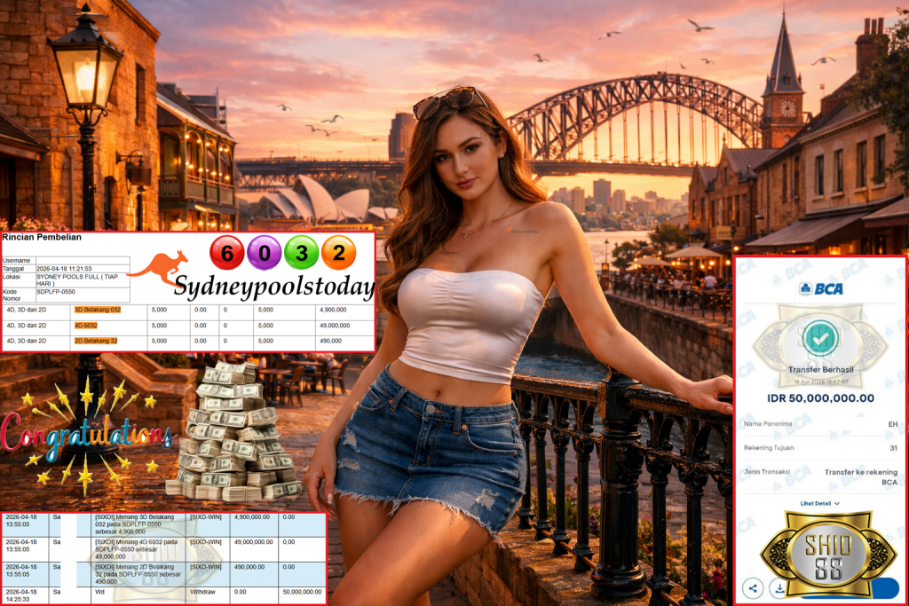 SHIO88 JACKPOT PASARAN SYDNEY POOLS FULL “6032” Rp50.000.000,- LUNAS