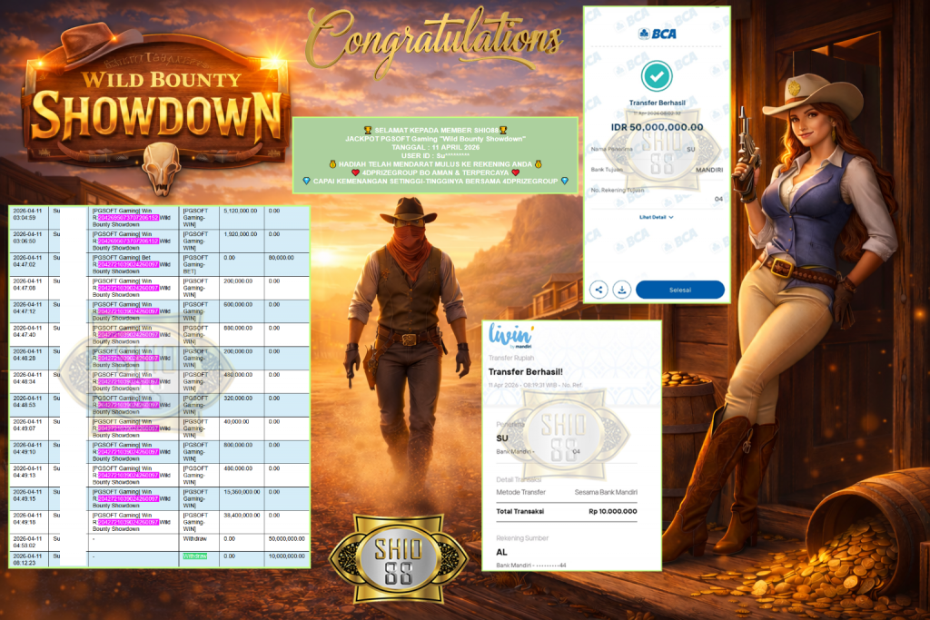 SHIO88 JACKPOT PGSOFT “Wild Bounty Showdown” Rp60,000,000,- LUNAS