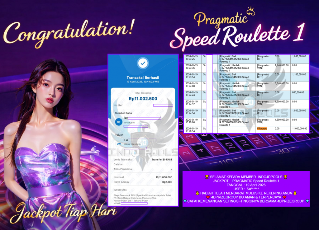 INDO4DPOOLS JACKPOT PRAGMATIC ” Speed Roulette 1 ” Rp 11,000,000,- LUNAS