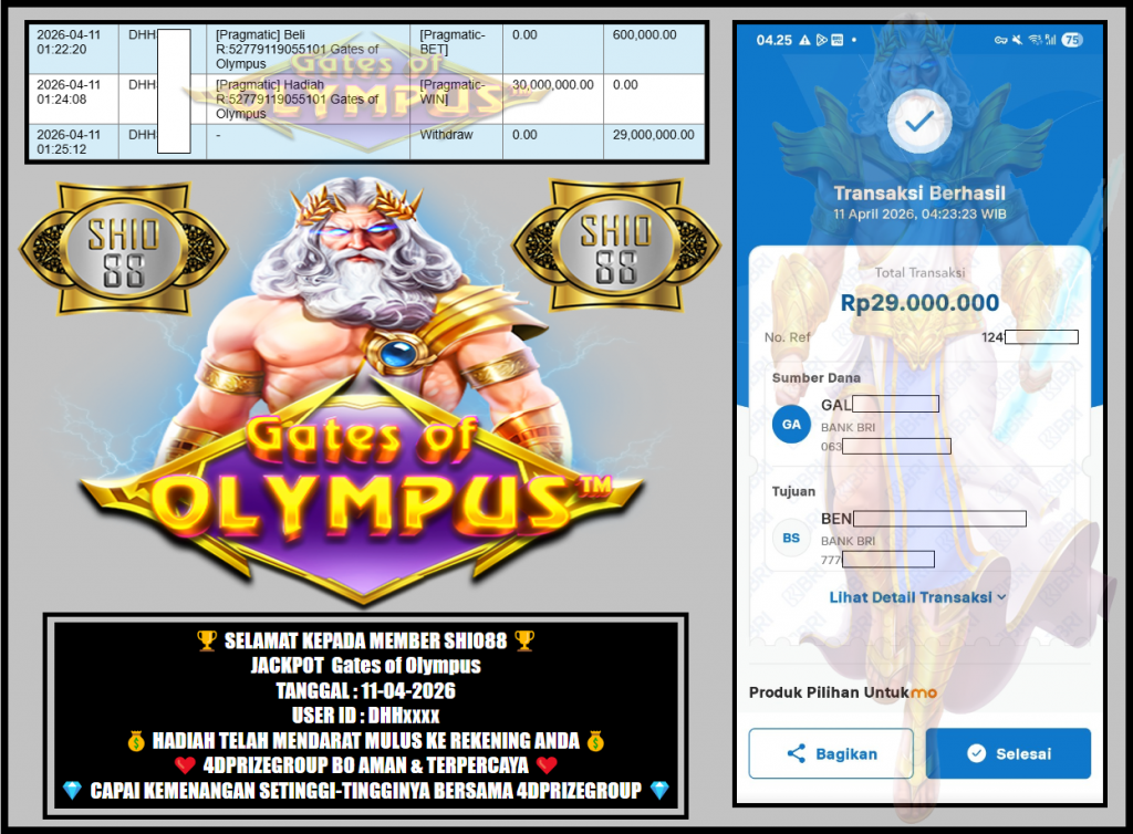 SHIO88 JACKPOT PRAGMATIC ” Gates of Olympus “‎‏‏‎‎                                 Rp.29.000.000,- LUNAS