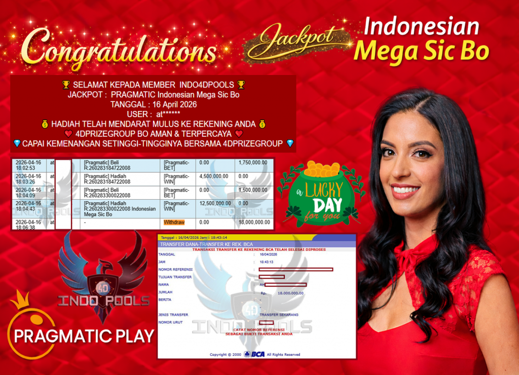 INDO4DPOOLS JACKPOT PRAGMATIC ” Indonesian Mega Sic Bo ” Rp 18,000,000,- LUNAS