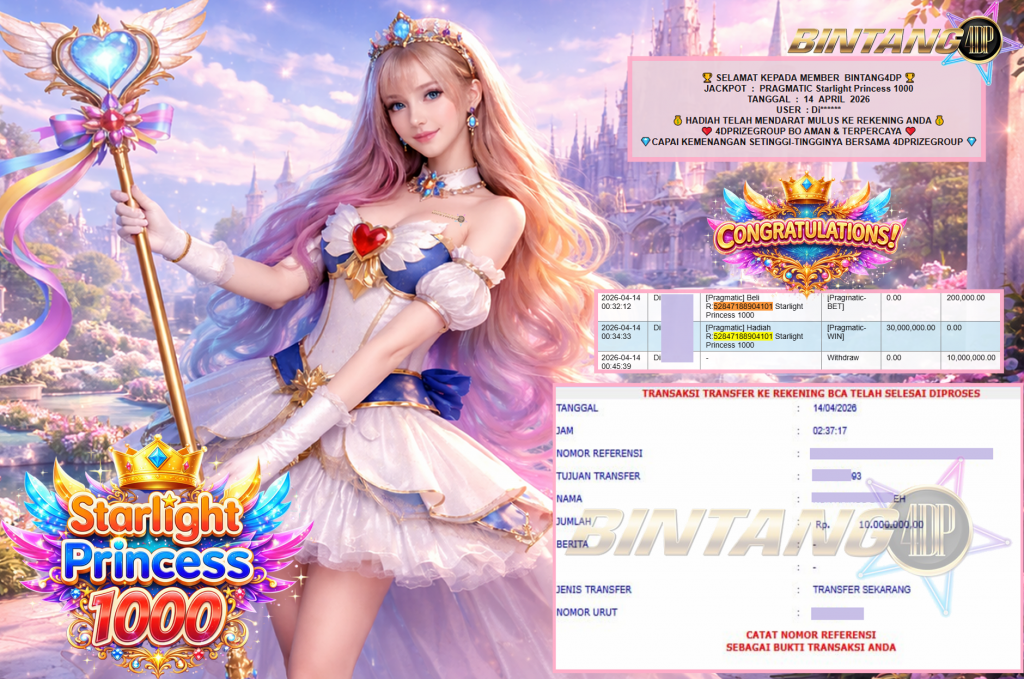 BINTANG4DP JACKPOT PRAGMATIC “Starlight Princess 1000″‎‏‏‎‎ Rp10.000.000,- LUNAS
