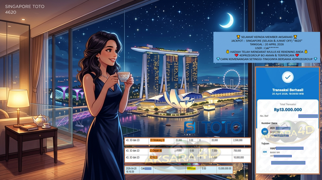 AKSARA4D JACKPOT PASARAN SINGAPORE (SELASA & JUMAT OFF) “4620” Rp13.000.000,- LUNAS