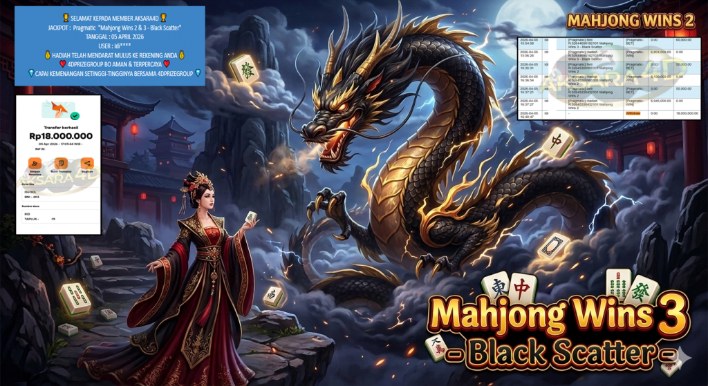 AKSARA4D JACKPOT PRAGMATIC “Mahjong Wins 2 & 3 – Black Scatter”‎‏‏‎‎ Rp18.000.000,- LUNAS