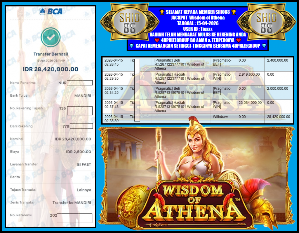 SHIO88 JACKPOT PRAGMATIC ” Wisdom of Athena “‎‏‏‎‎                               Rp.28.420.000,- LUNAS